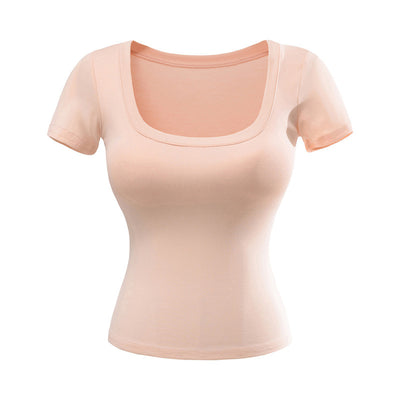 Playera Ajustada Cuello U Manga Corta para Mujer - Image 4