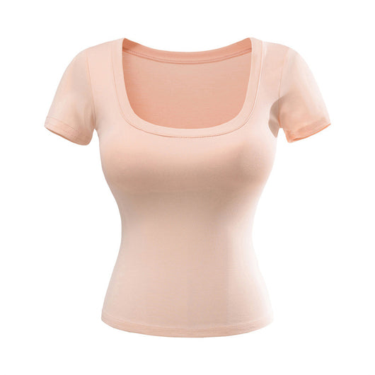 Playera Ajustada Cuello U Manga Corta para Mujer - Image 4