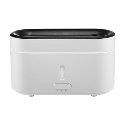 White rectangular flame lamp humidifier and aromatherapy machine with a black top and control buttons. - Image 5