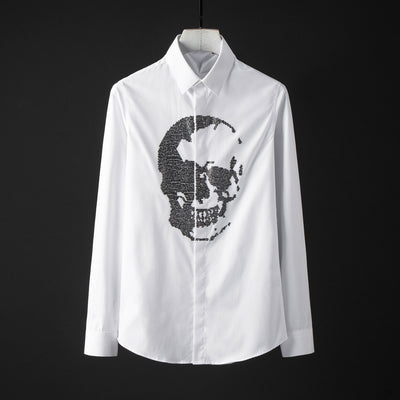 Camisa Manga Larga Calavera Diamante para Hombre