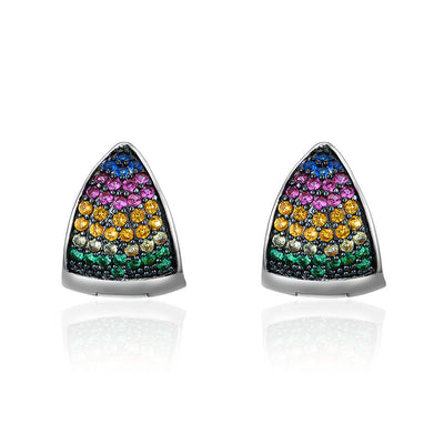 Aretes Triangulares Geométricos con Piedras de Color para Mujer - Image 3