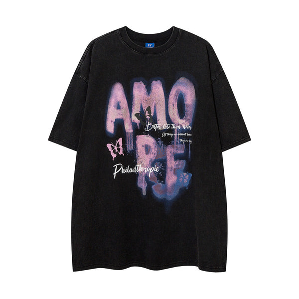 Camiseta Manga Corta Estampado Graffiti Relajado para Hombre