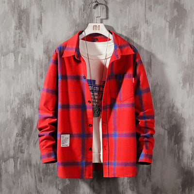 Camisa Cuadriculada Hombre Manga Larga Estilo Coreano Moderno - Image 2