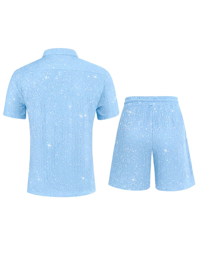 Conjunto de Camisa Brillante y Pantalón Corto para Hombre - Image 25
