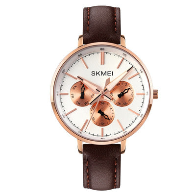Reloj de Cuero Genuino para Mujer con Diseño Retro y Correa de Seis Pasadores - Image 6