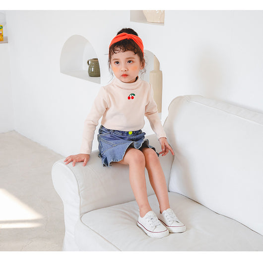 Leggings Infantiles con Cuello Alto y Bordado de Cerezas - Image 9