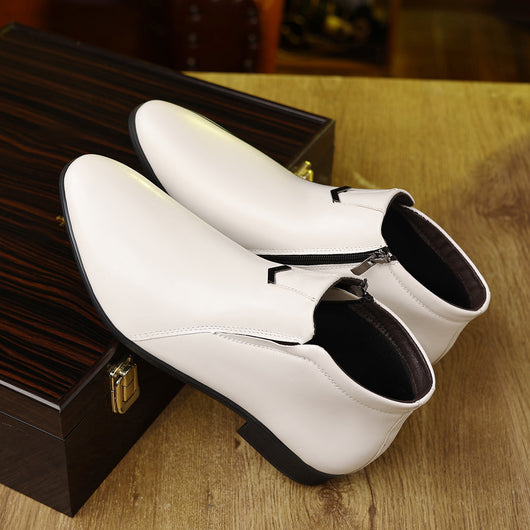Botas de Cuero Blancas con Rayas y Cierre Lateral para Hombre - Image 16