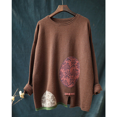 Suéter Largo Artístico de Tejido Jacquard Estilo Folclórico para Mujer - Image 4