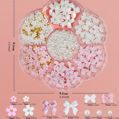 Adornos de Uñas de Resina Perla con Moño Mixto - Image 4