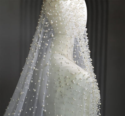 Velo de Novia Largo de Lujo con Perlas - Image 2