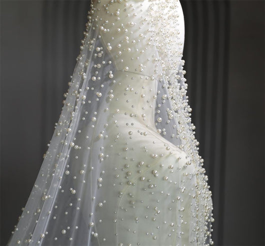 Velo de Novia Largo de Lujo con Perlas - Image 2