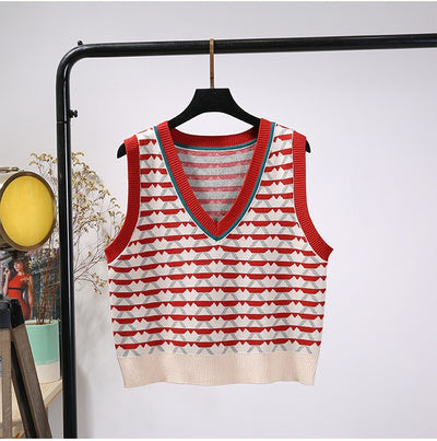 Chaleco Tejido Jacquard con Contraste Retro para Mujer - Image 13