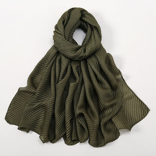 Pañoleta Suave de Poliéster Arrugado en Colores Lisos para Mujer - Image 16