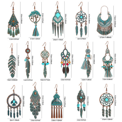 Aretes Geométricos Bohemios con Borlas Vintage para Mujer - Image 23