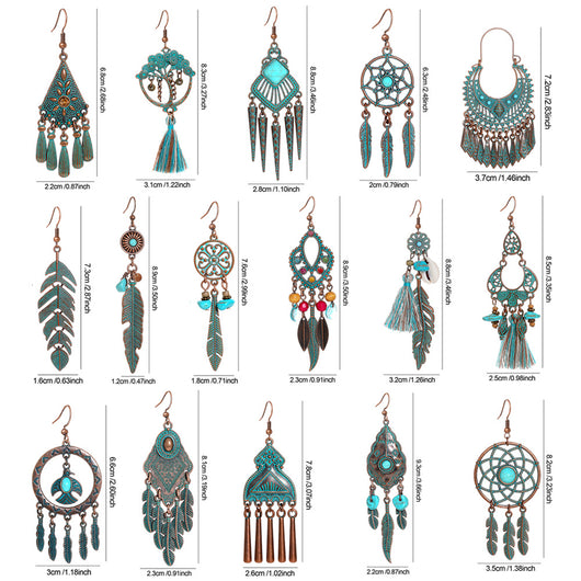 Aretes Geométricos Bohemios con Borlas Vintage para Mujer - Image 23
