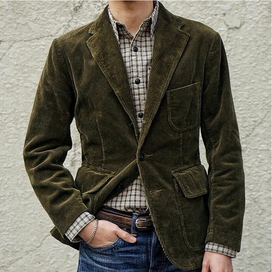 Blazer Casual Retro Liso para Hombre - Traje de Color Único - Image 14
