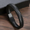 Mens Vintage Leather Bracelet With Leather Magnetic Clasp Negro 22cm