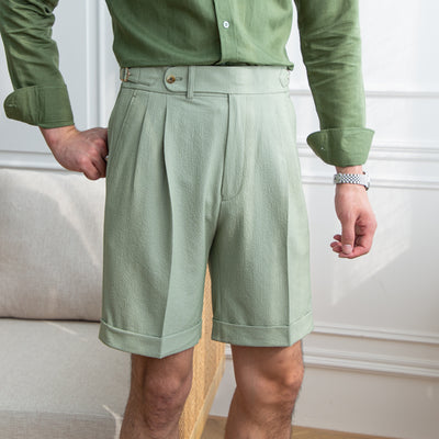 Pantalones Cortos Slim Casual de Seersucker para Hombre - Image 3