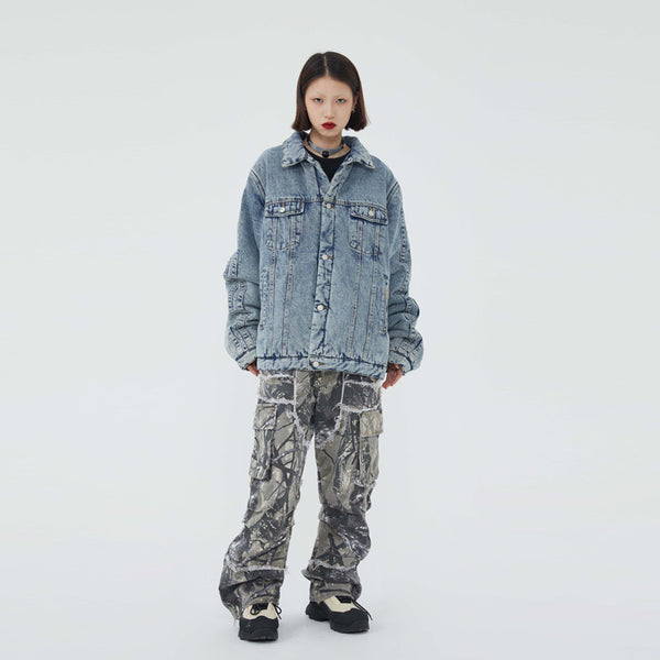 Chaqueta Denim Vintage Desgastada para Hombre y Mujer