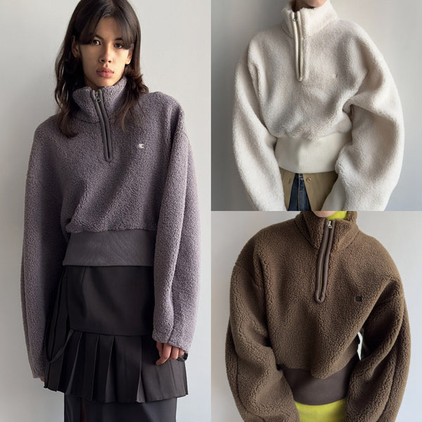 Sudadera Casual con Cuello Alto y Cierre Parcial