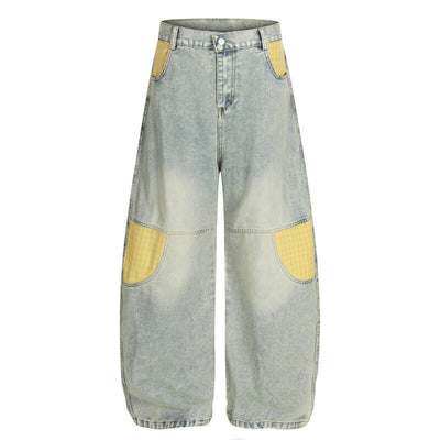 Jeans Bootcut Retro con Parches de Cuadros para Hombre - Image 12
