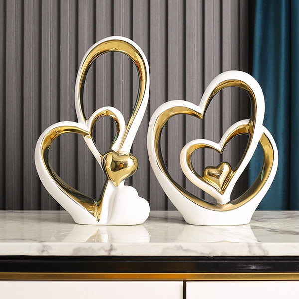 Adorno Decorativo de Corazón para Parejas - Ornamento de Lujo para Bodas y Hogar