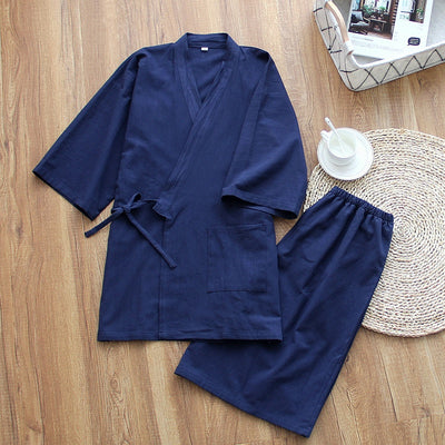 Pijama Kimono Japonés para Hombre Manga Corta con Pantalones Cortos - Image 12