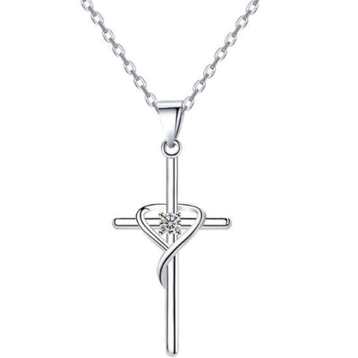 Dije de Cruz en Plata de Ley Cadena Escote Tendencia - Image 7