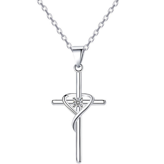 Dije de Cruz en Plata de Ley Cadena Escote Tendencia - Image 7
