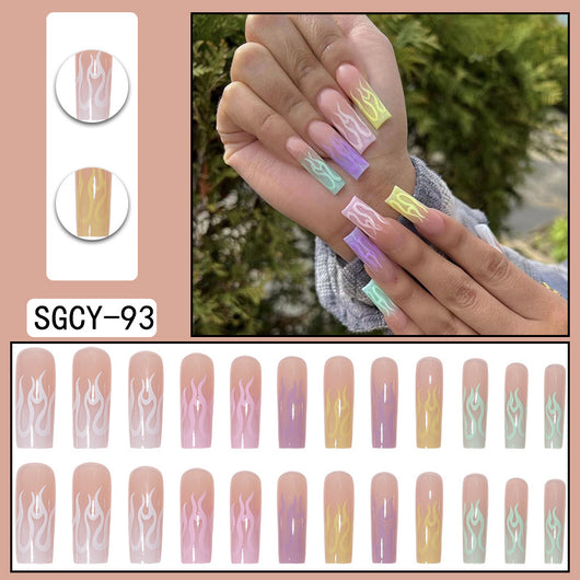 Uñas Postizas Degradado Floral con Efecto Espejo Electroplatado - Image 23