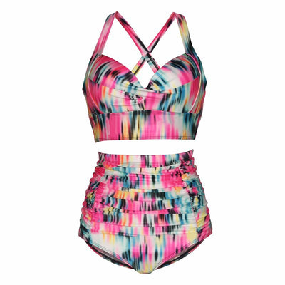 Bikini Estampado Push Up Cintura Alta Talla Grande Multicolor para Mujer - Image 13