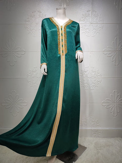 Abaya Elegante con Encaje de Diamantes y Cinta Brillante Estilo Dubai - Image 30