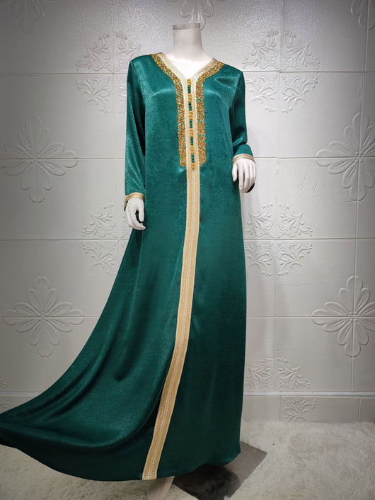 Abaya Elegante con Encaje de Diamantes y Cinta Brillante Estilo Dubai - Image 30