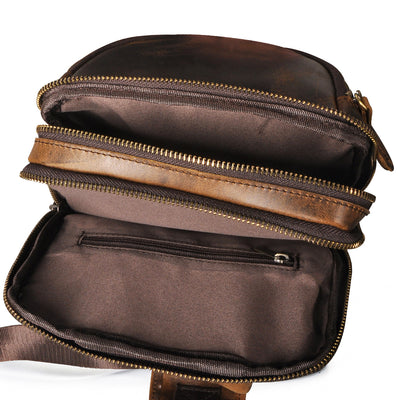Bolsa de Pecho Retro en Cuero Crazy Horse Premium para Hombre - Image 23