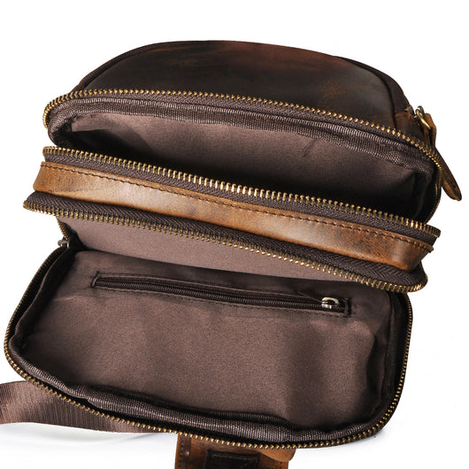 Bolsa de Pecho Retro en Cuero Crazy Horse Premium para Hombre - Image 23