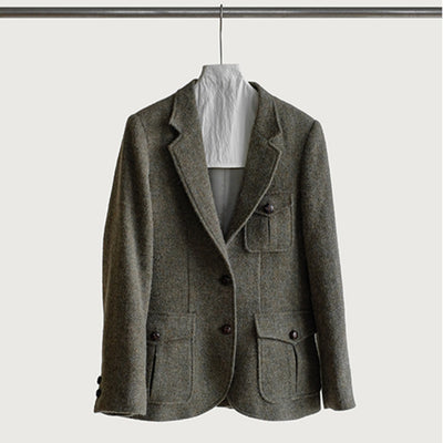 Abrigo de Lana Vintage Tweed para Otoño e Invierno