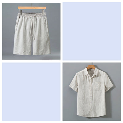 Conjunto de Shorts y Camisa de Lino para Hombre - Outfit Veraniego Ligero y Cómodo - Image 5
