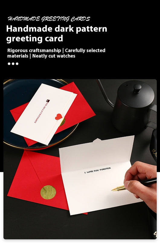 Tarjeta de Felicitación Artesanal Plegable con Patrón Oscuro y Bendición Manuscrita - Image 24