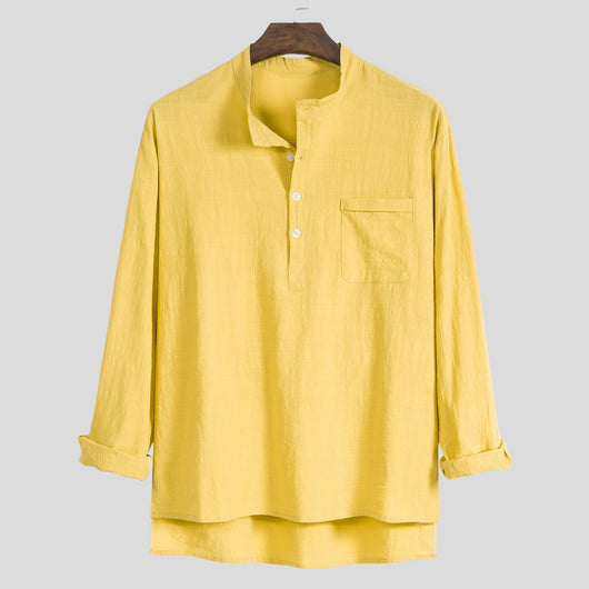 Camisa Casual de Algodón y Lino para Hombre Talla Grande - Image 10
