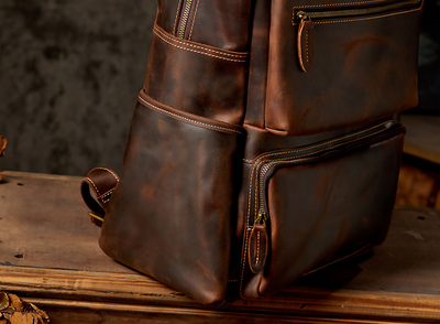 Mochila de Cuero Retro Crazy Horse para Hombre - Image 14