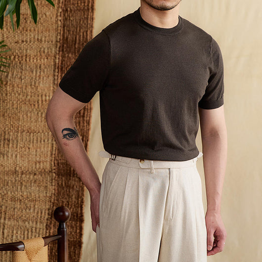 Camiseta Hombre Verano Tencel Algodón Cuello Redondo Manga Corta - Image 5