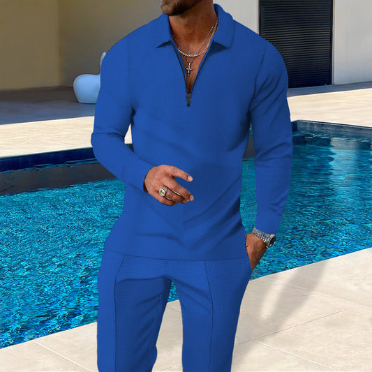 Traje Casual Completo para Hombre con Textura Waffle y Cierre