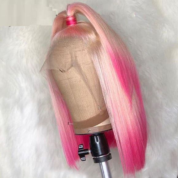 Peluca de Encaje Frontal Degradado - Cabello Humano Semimecánico Premium