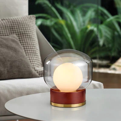 Lámpara de Escritorio en Madera Sólida con Pantalla de Vidrio - Image 3