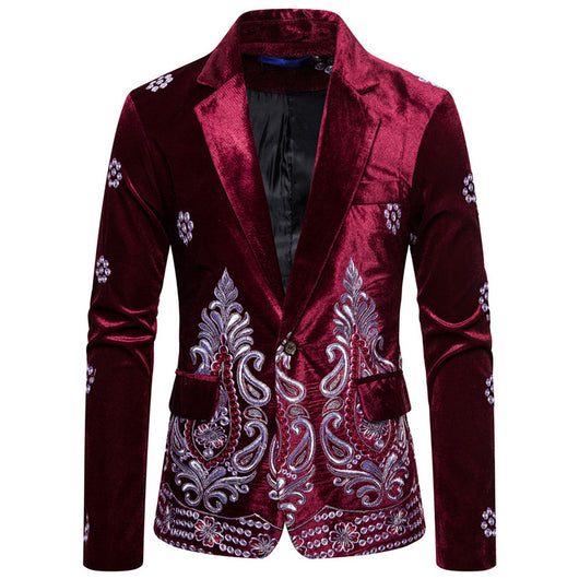 Traje de Etiqueta Plateado con Bordado y Botón Único para Hombre - Image 9