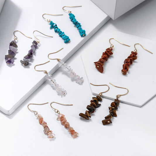 Aretes de Piedra de Cristal Natural para Mujer