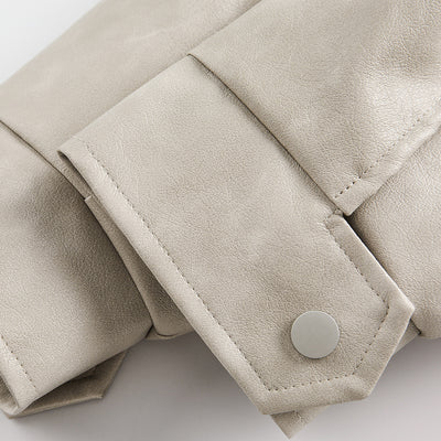 Abrigo de Cuello Alto en Cuero Genuino para Hombre - Primavera y Otoño - Image 4