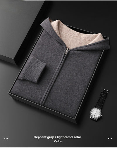 Cardigan Cashmere con Capucha y Cierre de Doble Cara para Hombre - Image 17