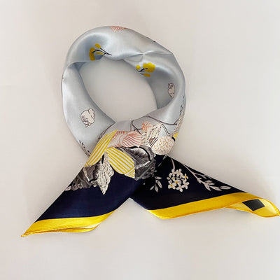 Pañuelo de Seda Cuadrado para Mujer - Diseño Estampado Versátil Primavera Verano - Image 9
