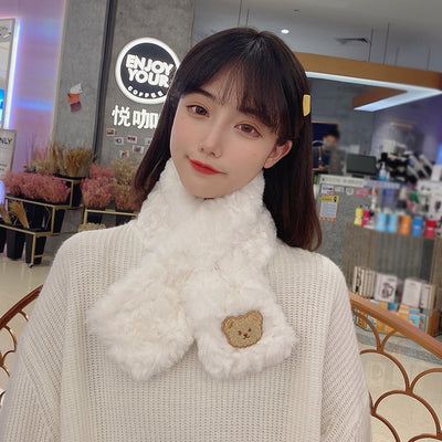 Bufanda Térmica Estilo Coreano con Oso Peluche - Versátil para Invierno